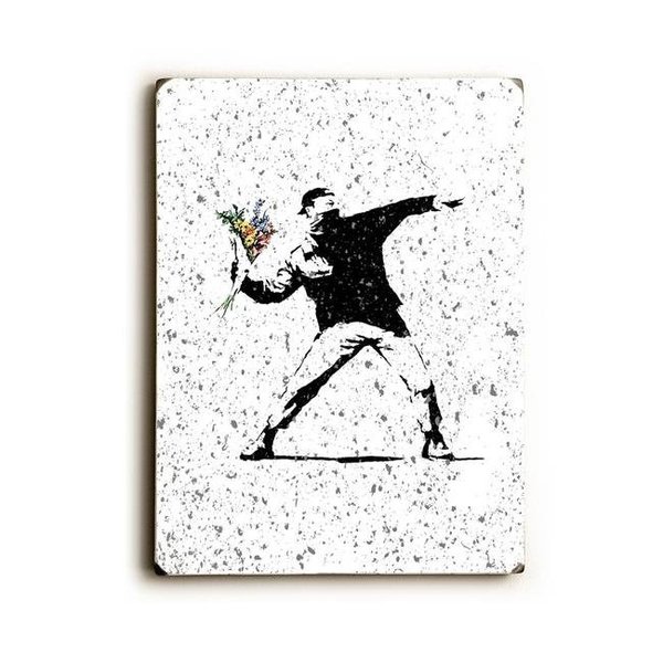 One Bella Casa One Bella Casa 75357SW912 9 x 12 in. Rage Flowers Textured Solid Wood Wall Decor by Banksy; White 75357SW912